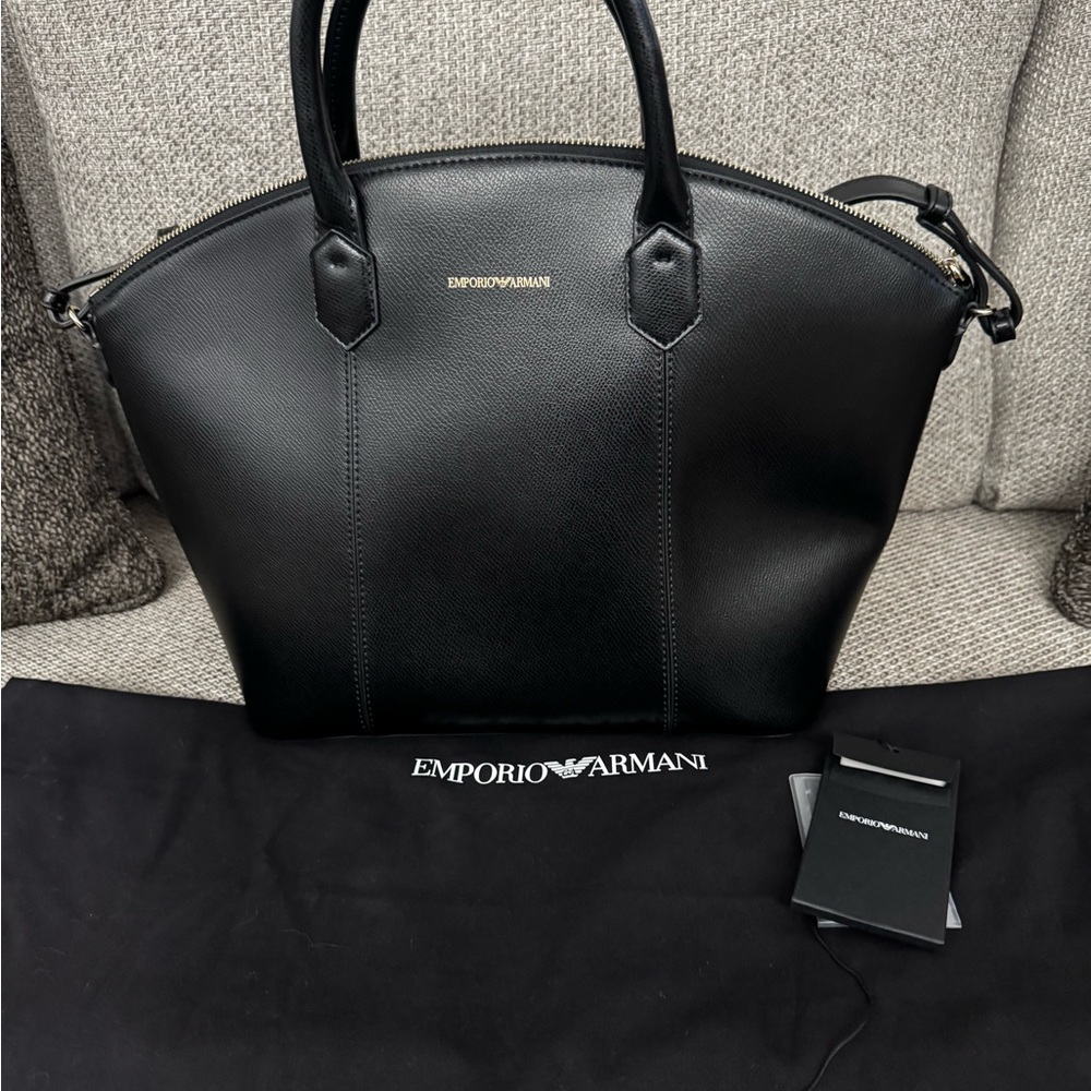 Emporio Armani Sleek Black Satchel